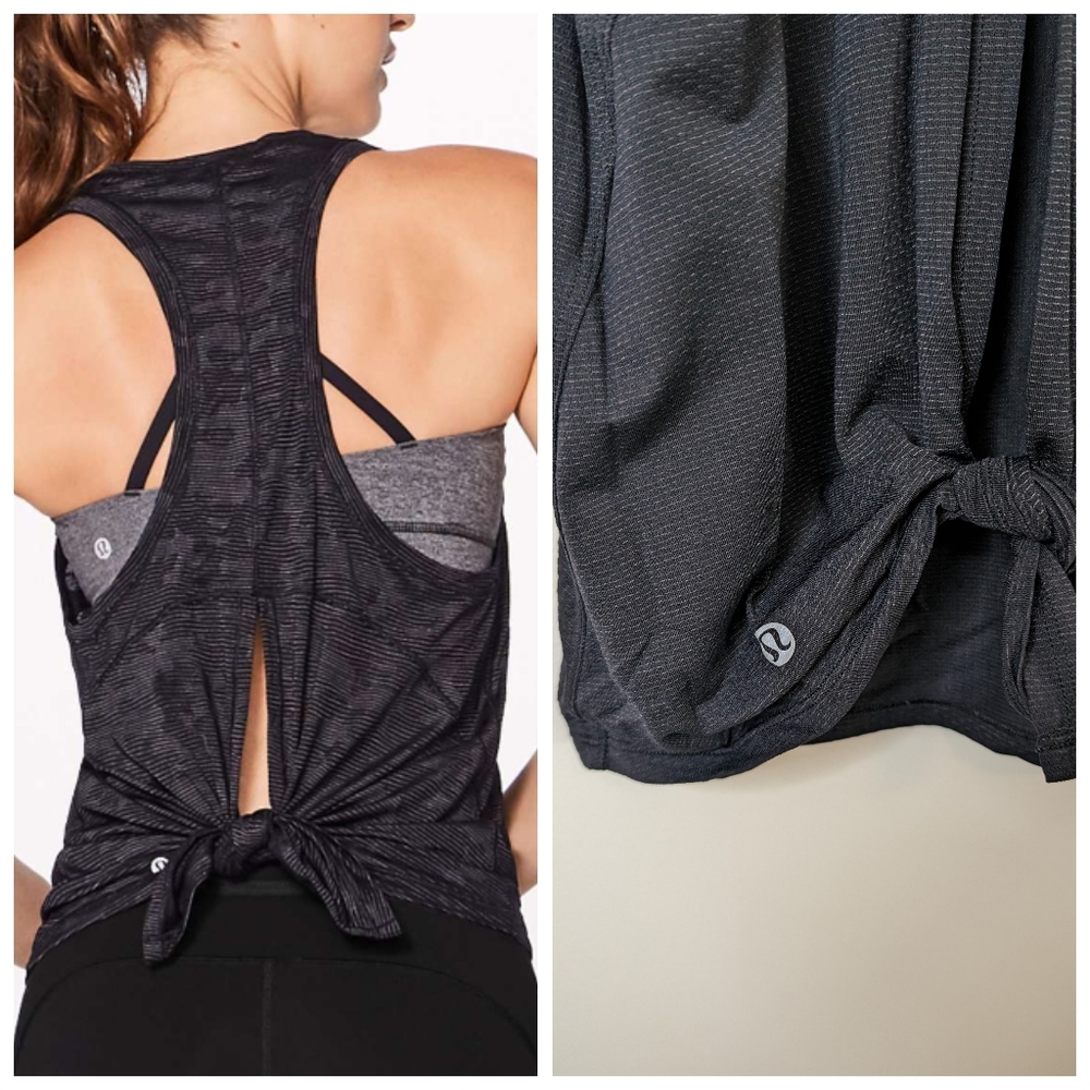 Lululemon Miles Ahead Black Split Back Tank | Size XS